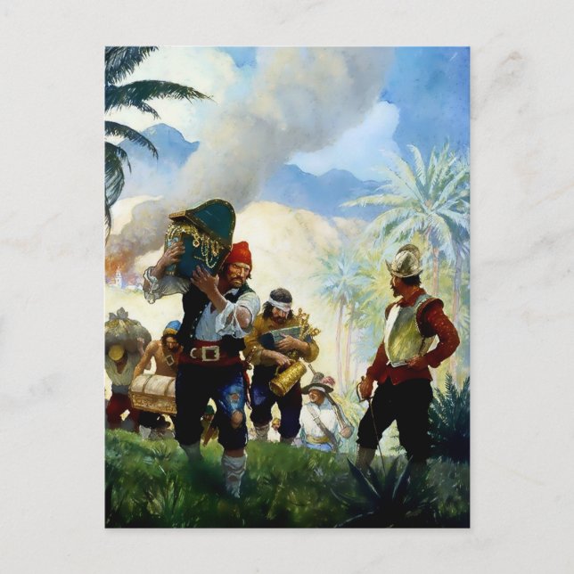 “Pirater och byte” av NC Wyeth Vykort (Framsida)