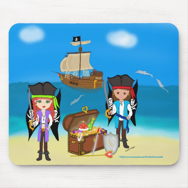 Pirater och Treasure Använda Mousepad Musmatta (Framsidan)