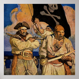 “Pirater” Skattkamsö täcker av NC Wyeth Poster