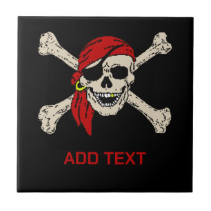 Pirater Skull anpassa lägga till text,Sida vid sid Kakelplatta