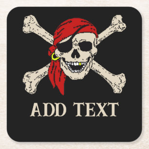 Pirater Skull Underlägg, lägg till text. Underlägg Papper Kvadrat