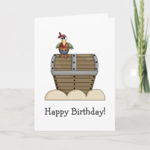 Pirater ・ Treasure Chest & Parrot Kort