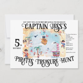 Pirater Treasure Hunt Karta Kids Boy Birthday Inbjudningar