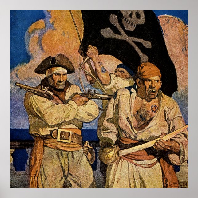 "Pirater" Treasure Island Cover by NC Wyeth Poster (Framsidan)
