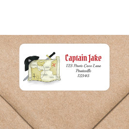 Pirater Treasure Karta Cute Boys Party Adressetikett