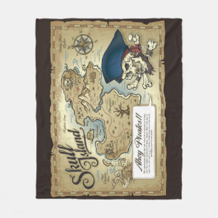 Pirater Treasure Karta, Skull Island Fleecefilt