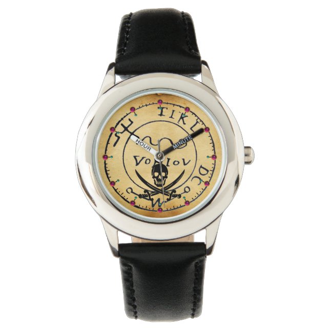 PIRATER TREASURE KARTA, SKULL OCH SWORDS PARCHMENT ARMBANDSUR (Framsida)