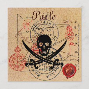 PIRATER TREASURE KARTOR, SKULL OCH GRÖDDA SVORDER MEDDELANDE