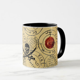 PIRATER TREASURE KARTOR,SKULL,SWORDS Parchment Mugg
