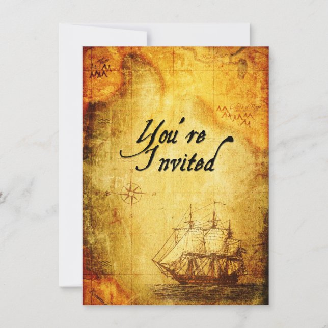 Piratfest Inbjudan på Antik Karta (Framsida)