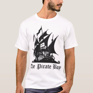 Piratfjärdlogotypen med logotypen på baksida tee shirt