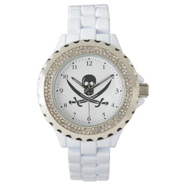 Piratflagga Dödskalle Korsade Svärd Armbandsur (Framsida)