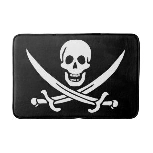 Piratflagga Dödskalle Korsade Svärd Badrumsmatta