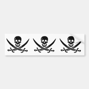 Piratflagga Dödskalle Korsade Svärd Bildekal