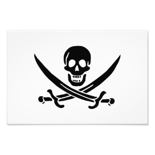 Piratflagga Dödskalle Korsade Svärd Fototryck
