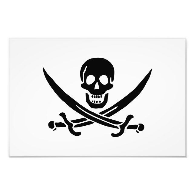 Piratflagga Dödskalle Korsade Svärd Fototryck (Framsidan)
