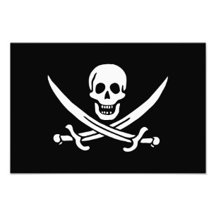 Piratflagga Dödskalle Korsade Svärd Fototryck