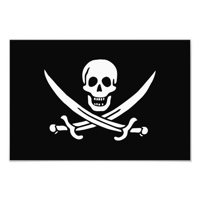 Piratflagga Dödskalle Korsade Svärd Fototryck (Framsidan)