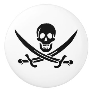 Piratflagga Dödskalle Korsade Svärd Knopp