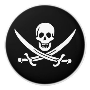 Piratflagga Dödskalle Korsade Svärd Knopp