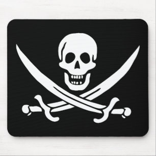 Piratflagga Dödskalle Korsade Svärd Musmatta
