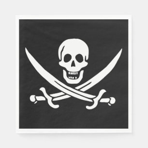 Piratflagga Dödskalle Korsade Svärd Pappersservett