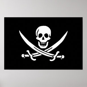 Piratflagga Dödskalle Korsade Svärd Poster