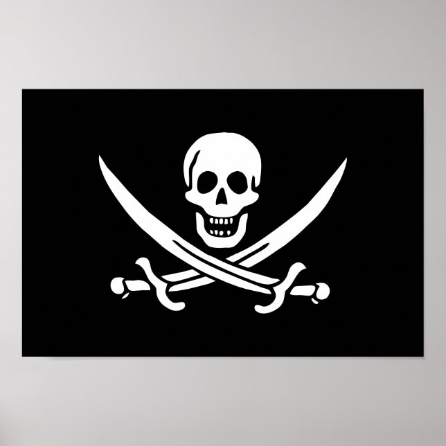 Piratflagga Dödskalle Korsade Svärd Poster (Framsidan)