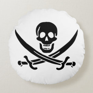 Piratflagga Dödskalle Korsade Svärd Rund Kudde