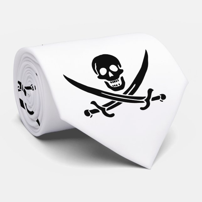 Piratflagga Dödskalle Korsade Svärd Slips (Rullad)