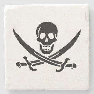 Piratflagga Dödskalle Korsade Svärd Stenunderlägg