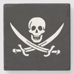 Piratflagga Dödskalle Korsade Svärd Stenunderlägg