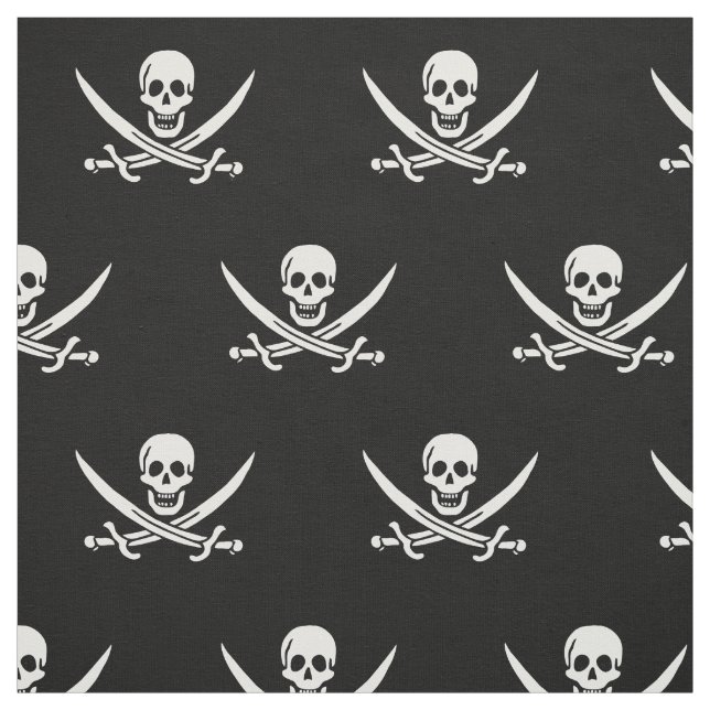 Piratflagga Dödskalle Korsade Svärd Tyg (Provkarta)