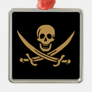 Piratflagga med dödskalle och svärd från Calico Ja Julgransprydnad Metall