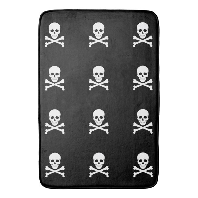 Piratflaggaskalle och Crossbones Jolly Roger Badrumsmatta (Framsidan (Vertikal))
