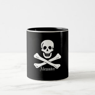 Piratflaggaskalle och Crossbones Jolly Roger Två-Tonad Mugg