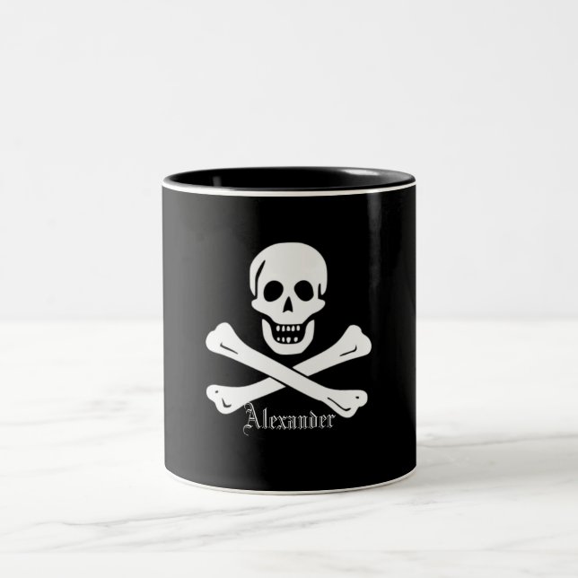 Piratflaggaskalle och Crossbones Jolly Roger Två-Tonad Mugg (Center)