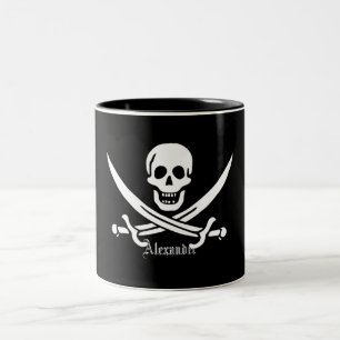 Piratflaggaskalle och korsade svärd Jolly Roger Två-Tonad Mugg