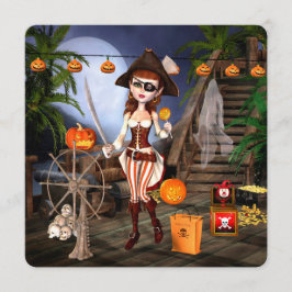 Piratflickahalloween fest kvadrerar inbjudan