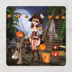 Piratflickahalloween fest kvadrerar inbjudan