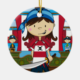 Piratflickaprydnad Julgransprydnad Keramik