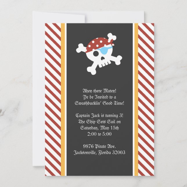 Piratfödelsedagsfest inbjudan (Framsida)