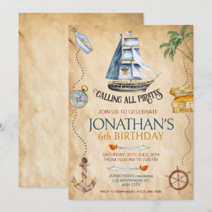Piratfödelsedagsfest Inbjudningar