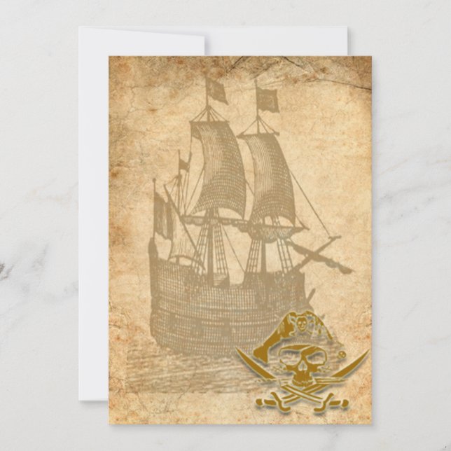Piratfrakt- och skalleinbjudan inbjudningar (Framsida)