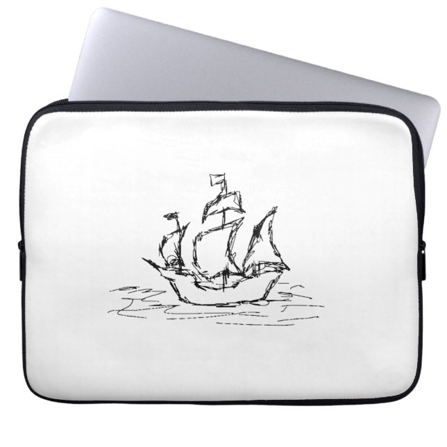 Piratfrakt. Svart och White. Laptop Sleeve (Framsidan)