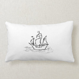 Piratfrakt. Svart och White. Lumbarkudde