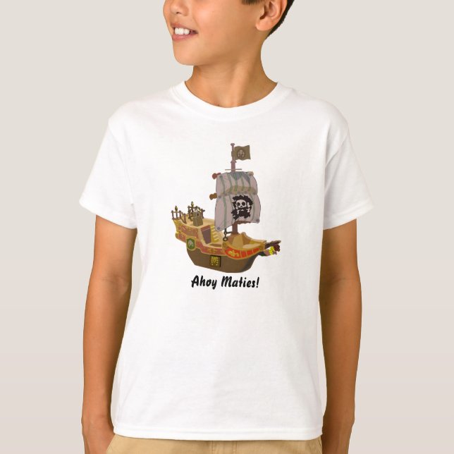 Piratfraktskalle och Crossbonesflaggaungar 2 T Shirt (Framsida)