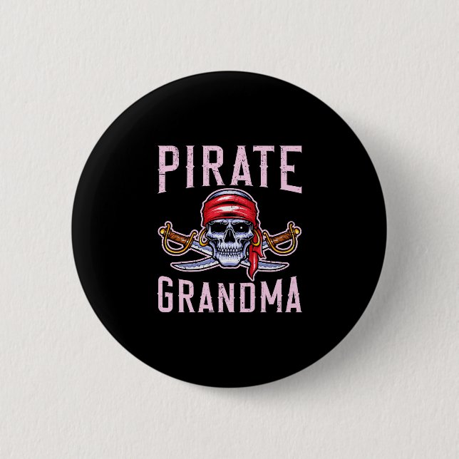 Piratisk mormor pirat knapp (Framsida)