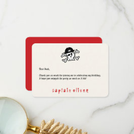 Piratkapten Dödskalle Barn Födelsedag Tack Kort