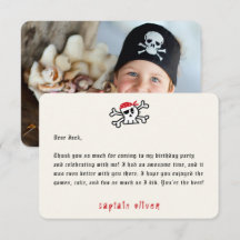 Piratkapten Dödskalle Barn Kalas Tacksamhetskort